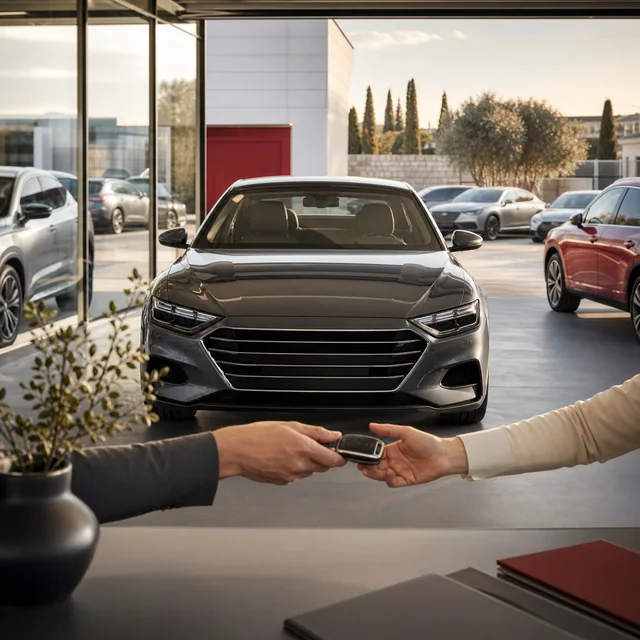 Remise des clés dans un espace de vente automobile