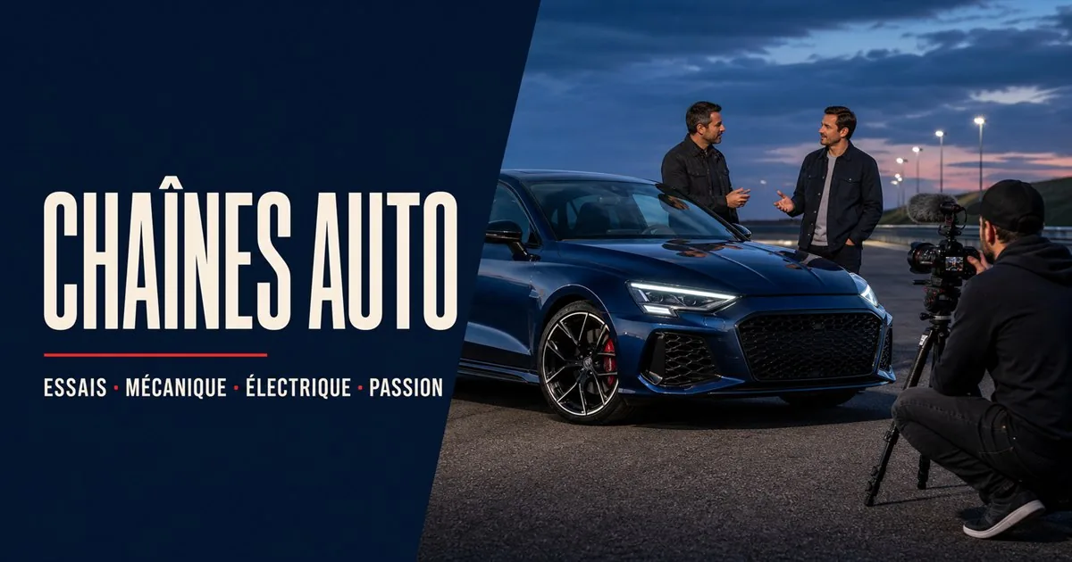 Tournage d’un essai automobile par une équipe vidéo